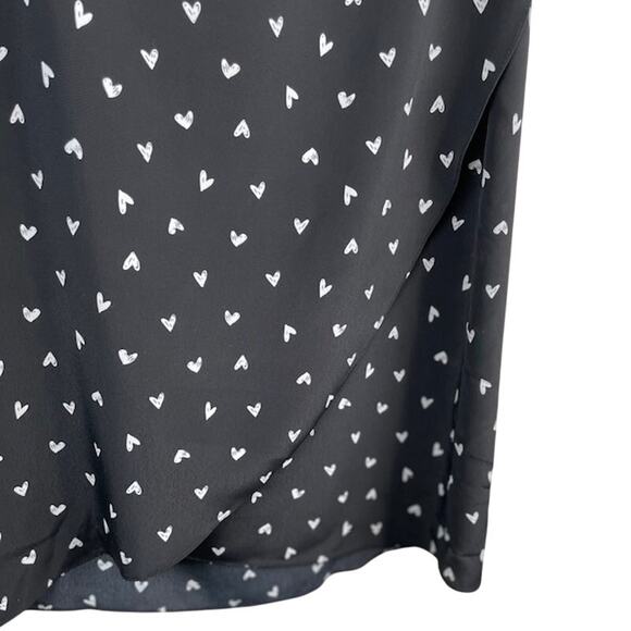 ASOS, Miss Selfridge Wrap Tie Skirt in Black W/Heart Print - Picture 3 of 8